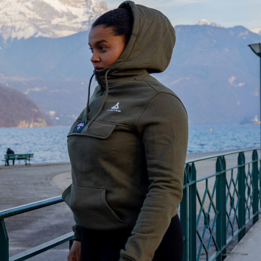 Sweat homme à capuche col zippé