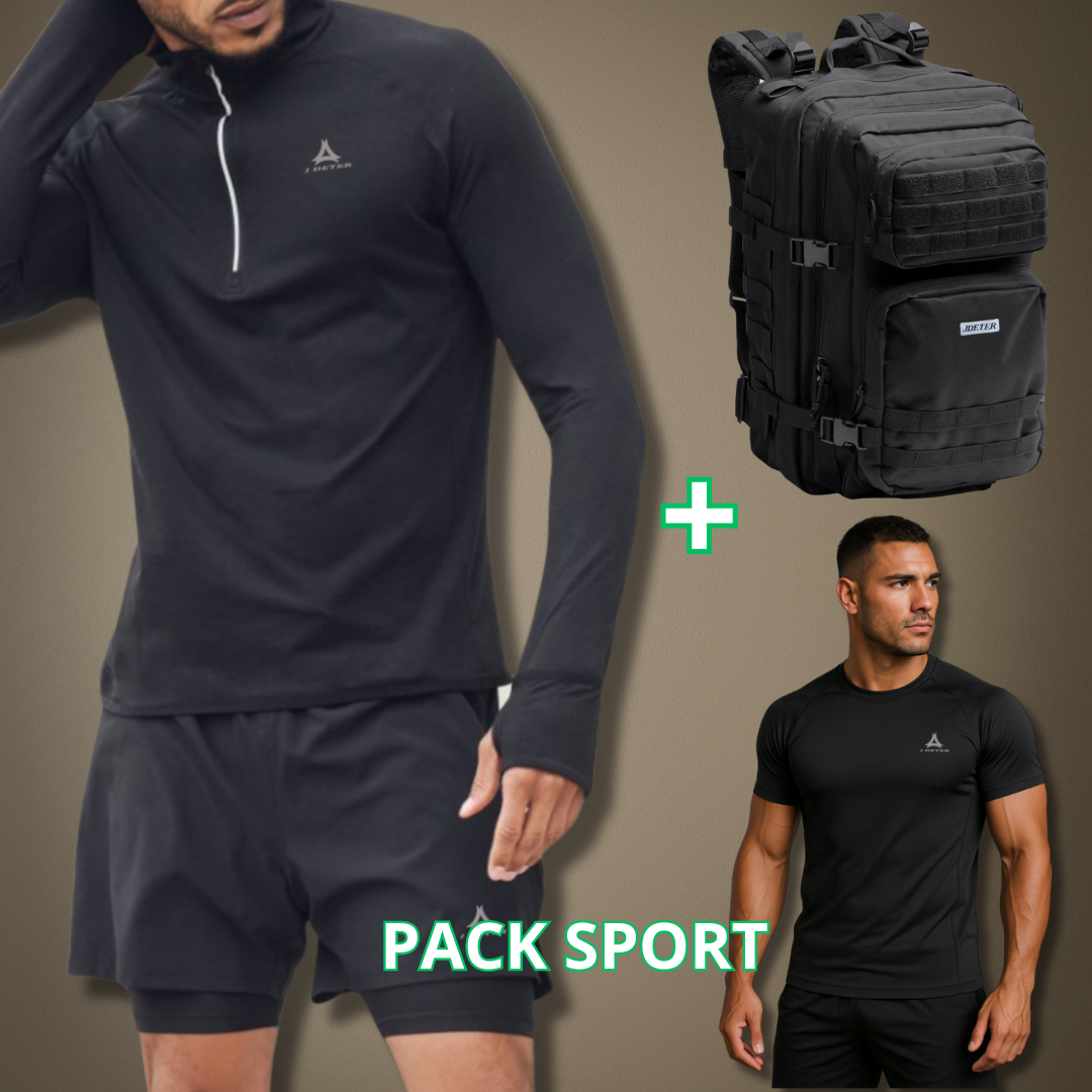Pack sport homme (SAC, SHORT, HAUT TECHNIQUE ET T-SHIRT)