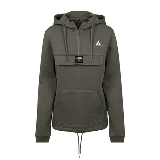 Sweat femme à capuche col zippé