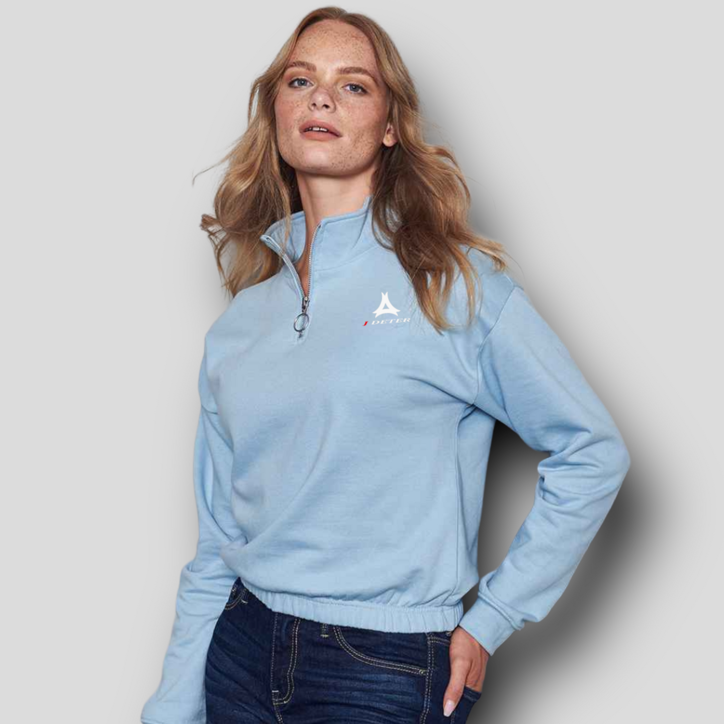 Sweat court col zippé femme